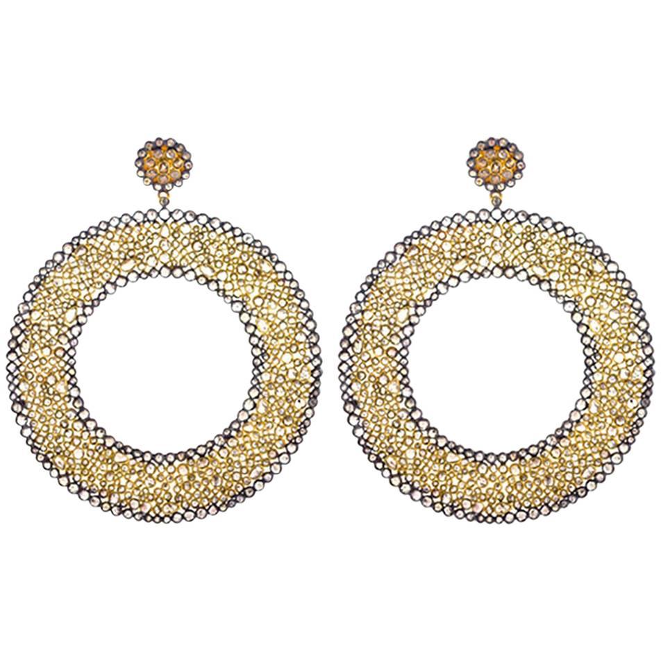 34.66 ct Extravagant Diamonds Earrings Made In 18k Gold For Sale