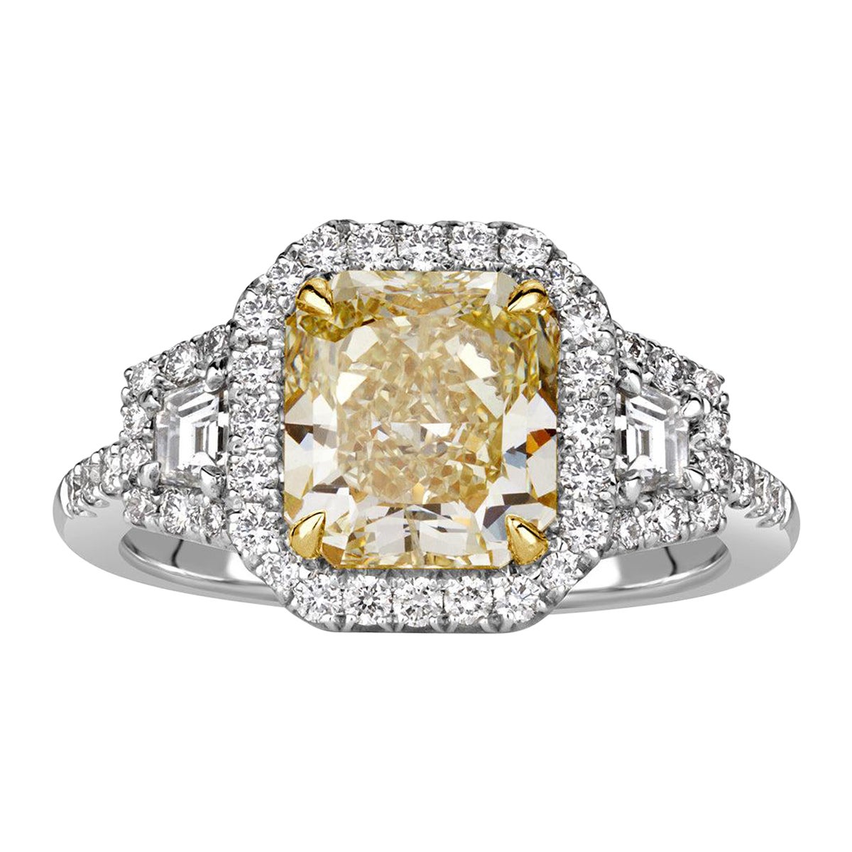 3.46ct Fancy Yellow Radiant Cut Diamond Engagement Ring