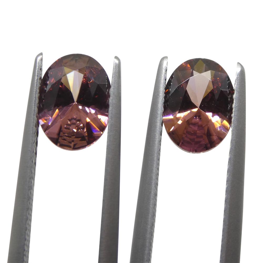 Oval Cut 3.46ct Pair Oval Diamond Cut Pink Zircon from Sri Lanka For Sale