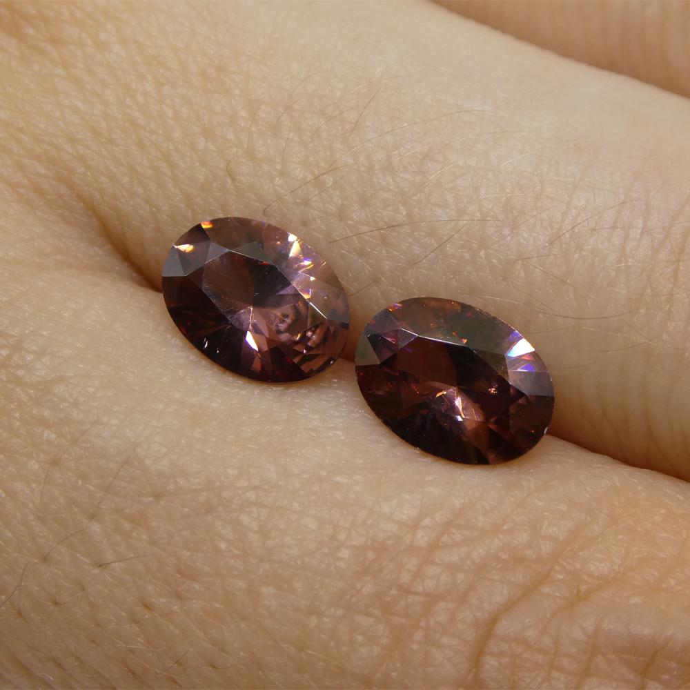 Women's or Men's 3.46ct Pair Oval Diamond Cut Pink Zircon from Sri Lanka For Sale