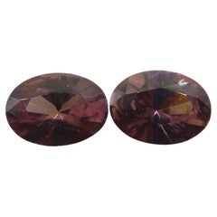 Paire de zircons roses ovales de 3.46ct, taillés en diamant, provenant du Sri Lanka