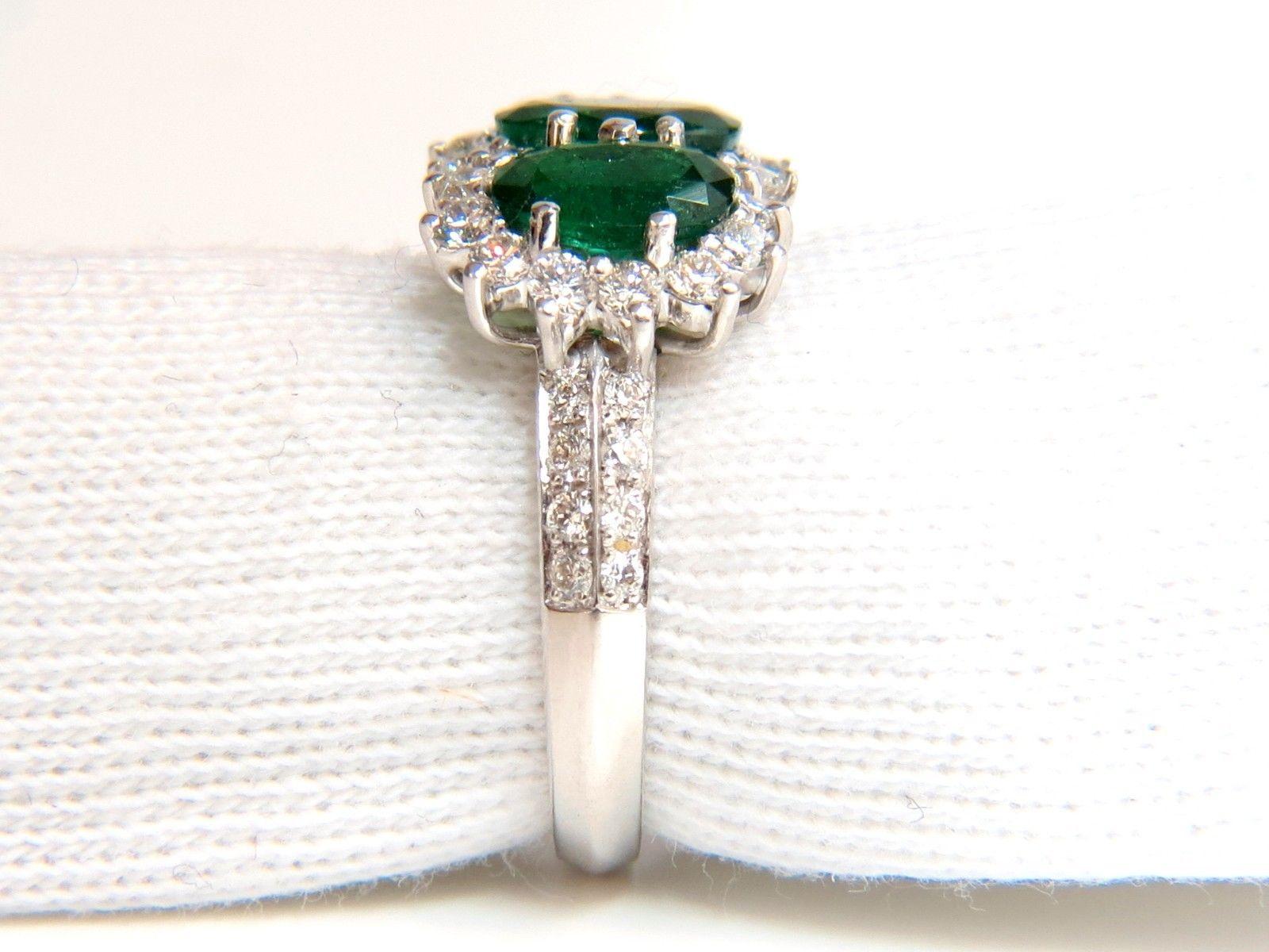 3.47 Carat 18 Karat Natural Vivid Green Emeralds Diamond Ring Cluster Cocktail 6