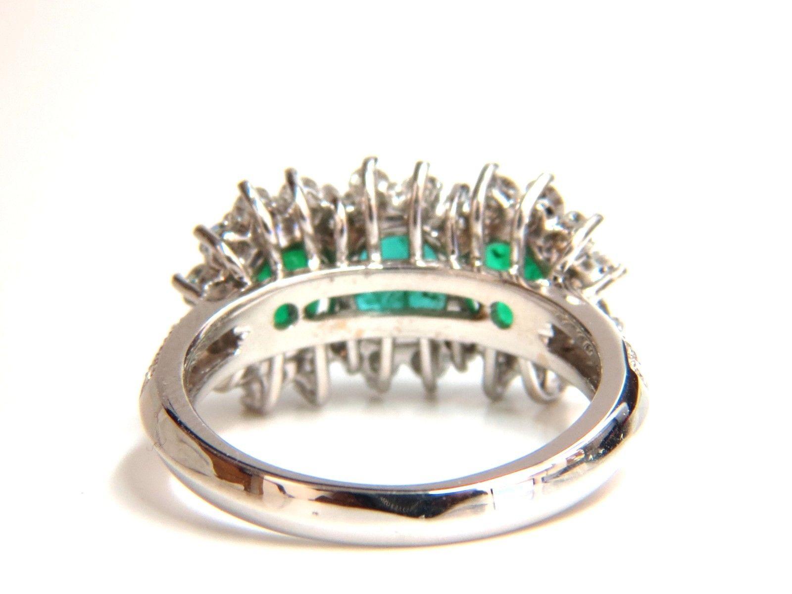 3.47 Carat 18 Karat Natural Vivid Green Emeralds Diamond Ring Cluster Cocktail 4
