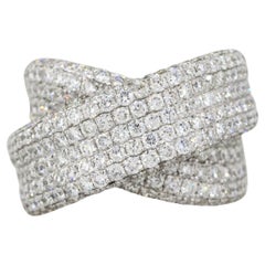 3.47 Carat Diamond Pave Bypass Style Wide Ring 14 Karat in Stock