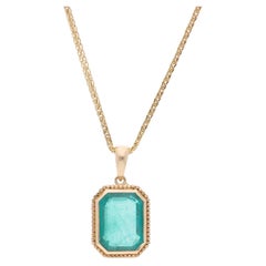 Collar Colgante Oro Amarillo 18K Corte Esmeralda Bisel Milgrain 3,47 Quilates