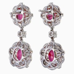 AGL Certified 3.47 Carat Mozambique No Heat Ruby And Diamond Earrings In 18K