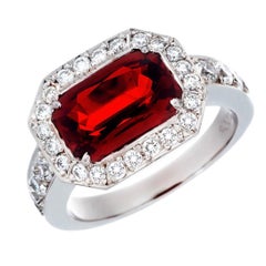 3.47 Carat Ruby and Diamond Ring, Custom Unique Platinum Mounting