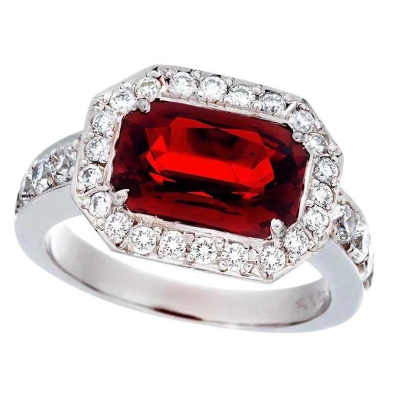 3.47 Carat Ruby and Diamond Ring, Custom Unique Platinum Mounting For