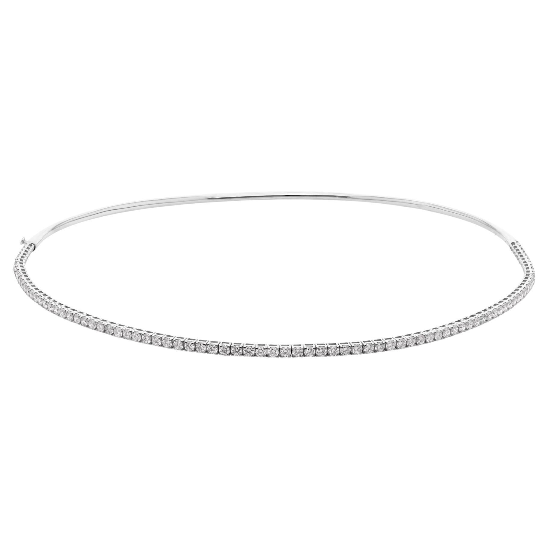 Collar gargantilla de diamantes corte redondo SI/H de 3,47 quilates Oro blanco 14 quilates en venta