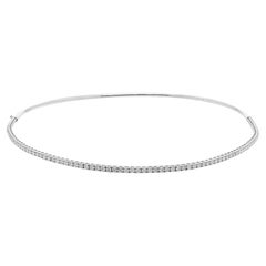 3.47 Carat SI/H Round Cut Diamond Sleek Choker Necklace 14 Karat White Gold