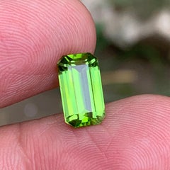 3.47 Carat Vibrant Green Natural Peridot Emerald Cut Loose Gemstone, for Ring