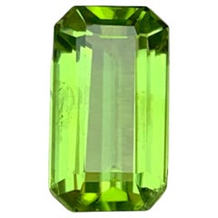 3.47 Carat Vibrant Green Natural Peridot Emerald Cut Loose Gemstone, for Ring