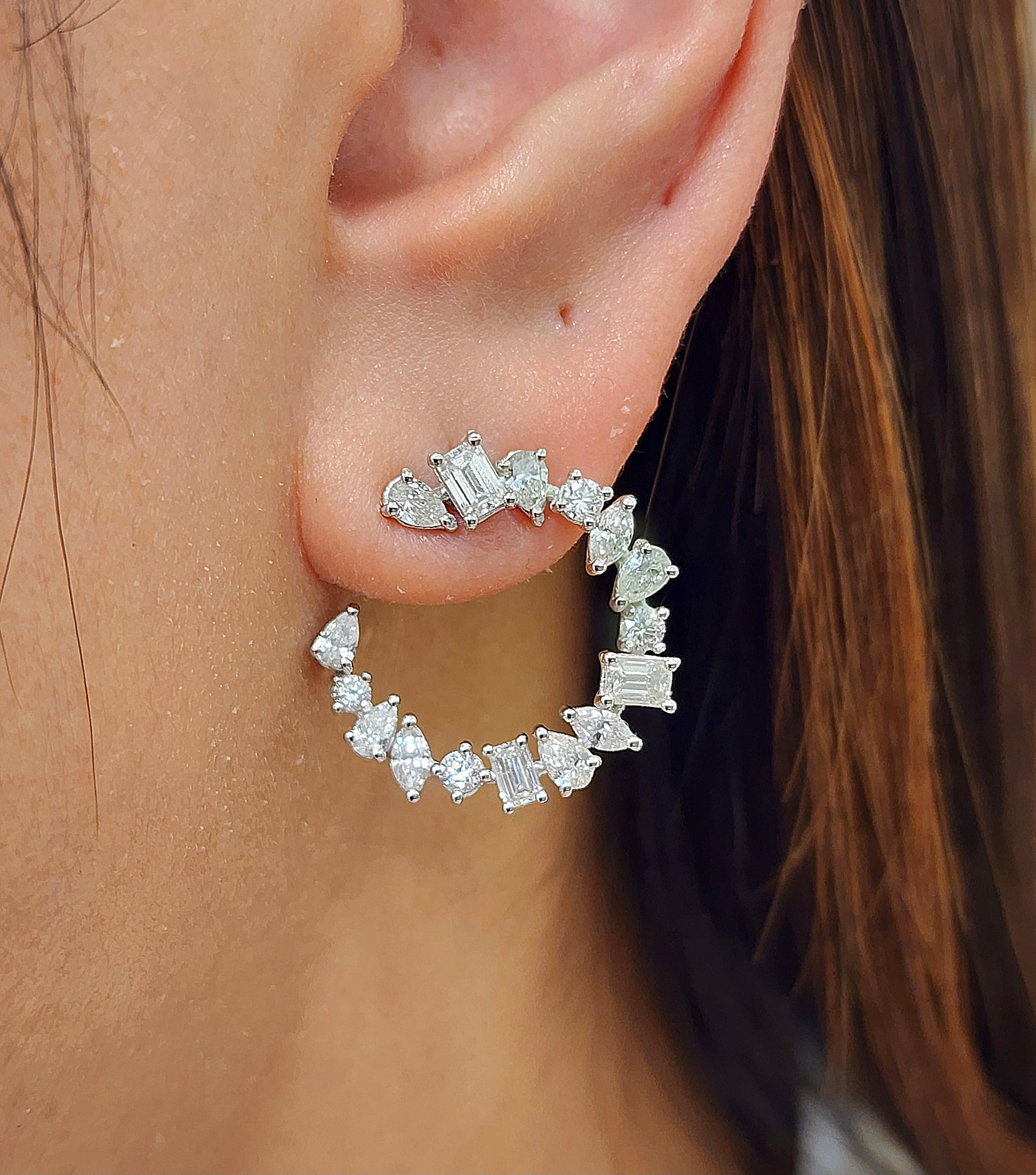 mixed shape diamond earrings