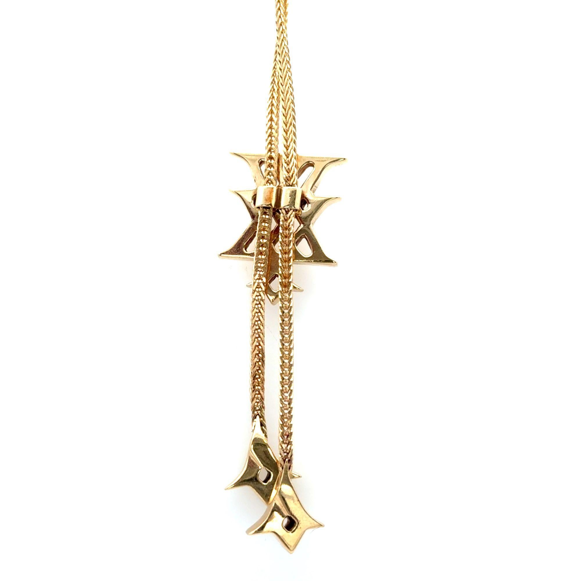 Contemporary 34.7 Grams Intricate Mignot Faget Solid Gold Bolo Tie Franco Chain Necklace For Sale