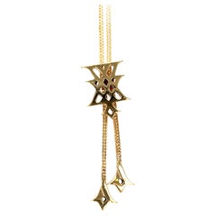 34.7 Grams Intricate Mignot Faget Solid Gold Bolo Tie Franco Chain Necklace