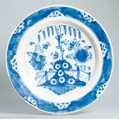 34.7CM Antiguo Plato de loza de Delft holandés de 18C Delftware basado en P chino