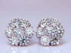 3.47ct. Natural Round Diamond Cluster Earrings 14 Karat Floreta