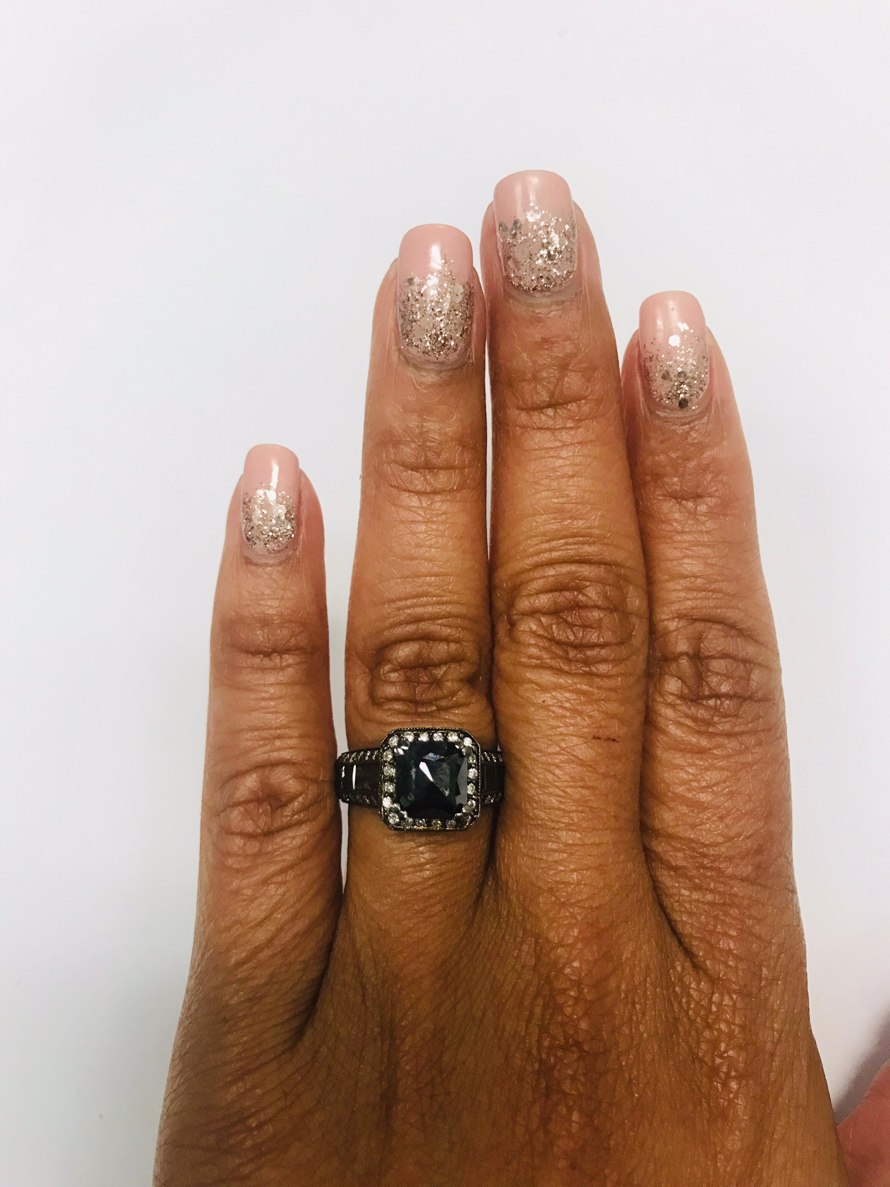3.48 Carat Black and White Diamond 14 Karat Gold Ring In New Condition In Los Angeles, CA