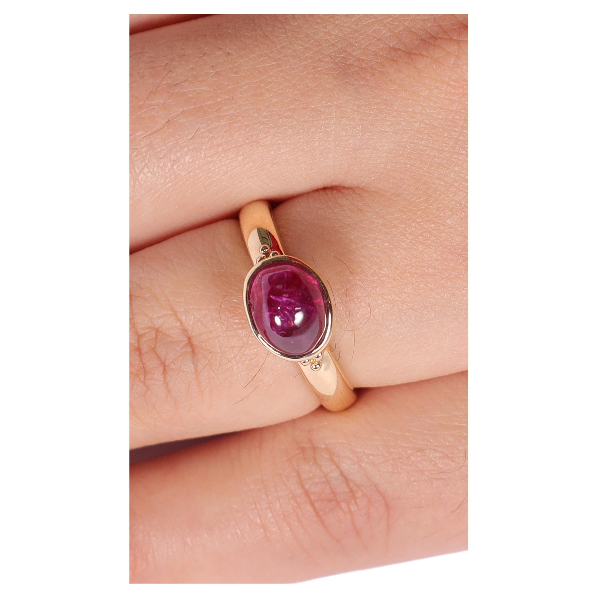 3.48 Carat Burma Ruby Natural  18Kt Solid Yellow Gold Solitaire Ring 