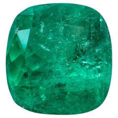 3.48 Carat Earthy Green Colombian Emerald - Cushion Cut May Birthstone Gem