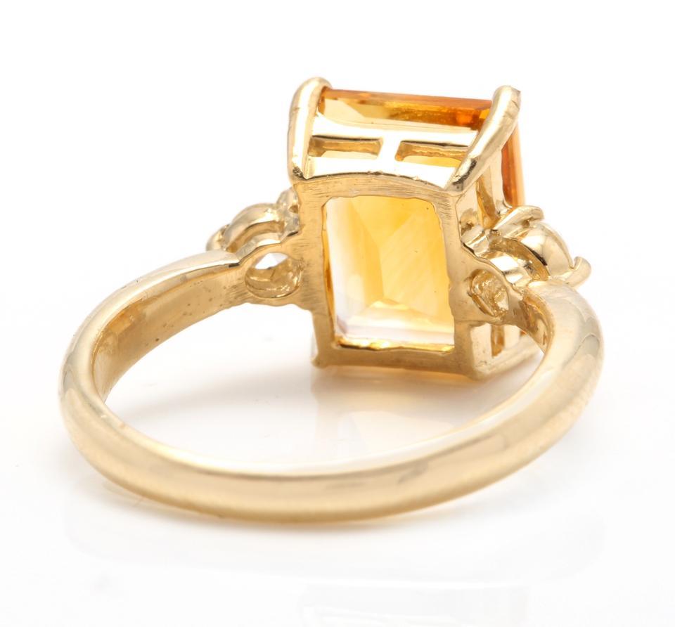 3.48 Carat Impressive Natural Citrine and Diamond 14 Karat Yellow Gold Ring In New Condition For Sale In Los Angeles, CA