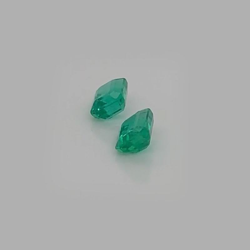 Emerald Cut 3.48 Carat Matching Pair Emerald Shape Green Emerald For Sale