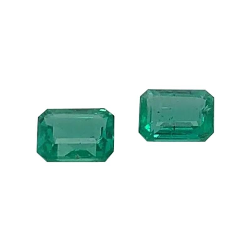 3.48 Carat Matching Pair Emerald Shape Green Emerald For Sale