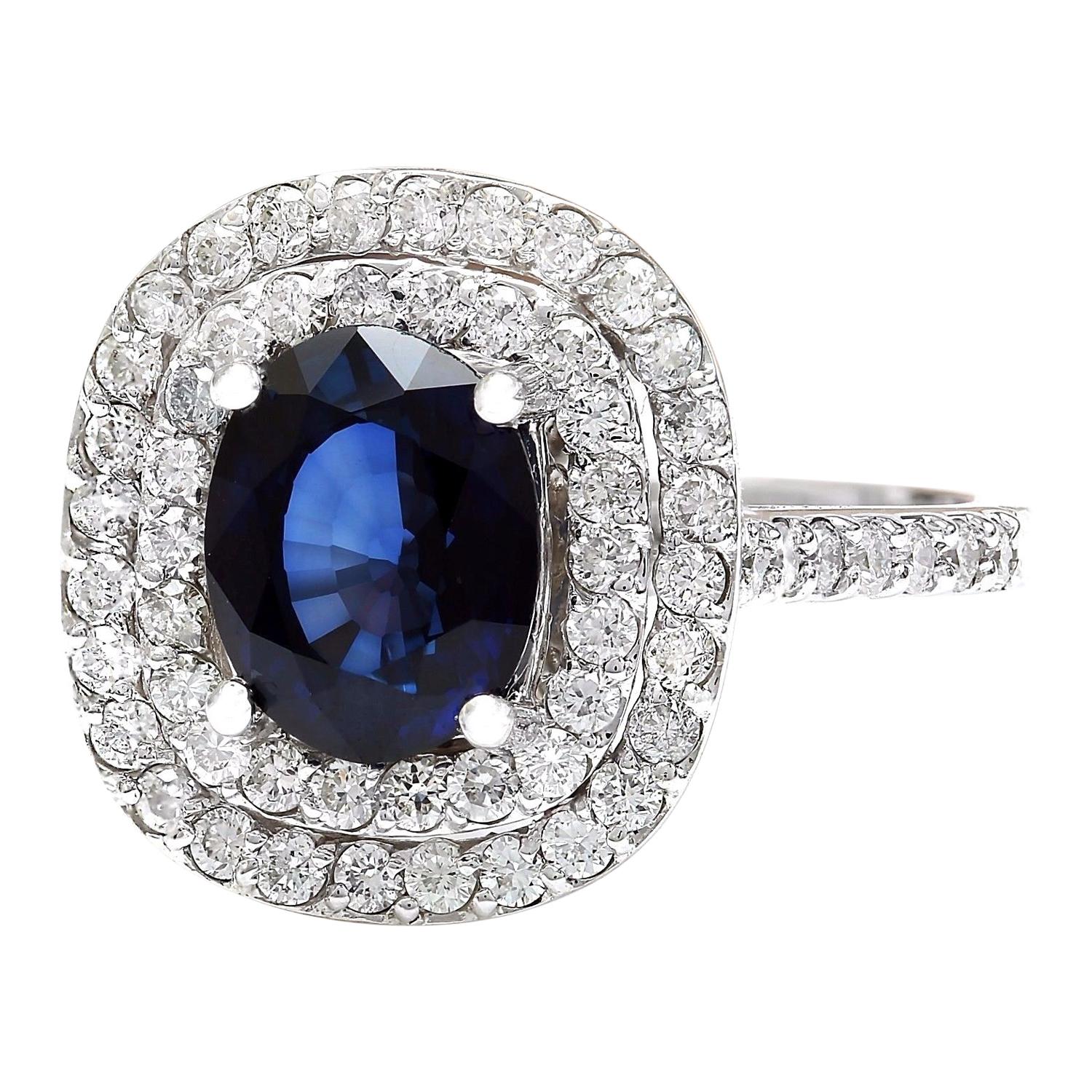 3.48 Carat Natural Sapphire 14K Solid White Gold Diamond Ring
 Item Type: Ring
 Item Style: Engagement
 Material: 14K White Gold
 Mainstone: Sapphire
 Stone Color: Blue
 Stone Weight: 2.48 Carat
 Stone Shape: Oval
 Stone Quantity: 1
 Stone
