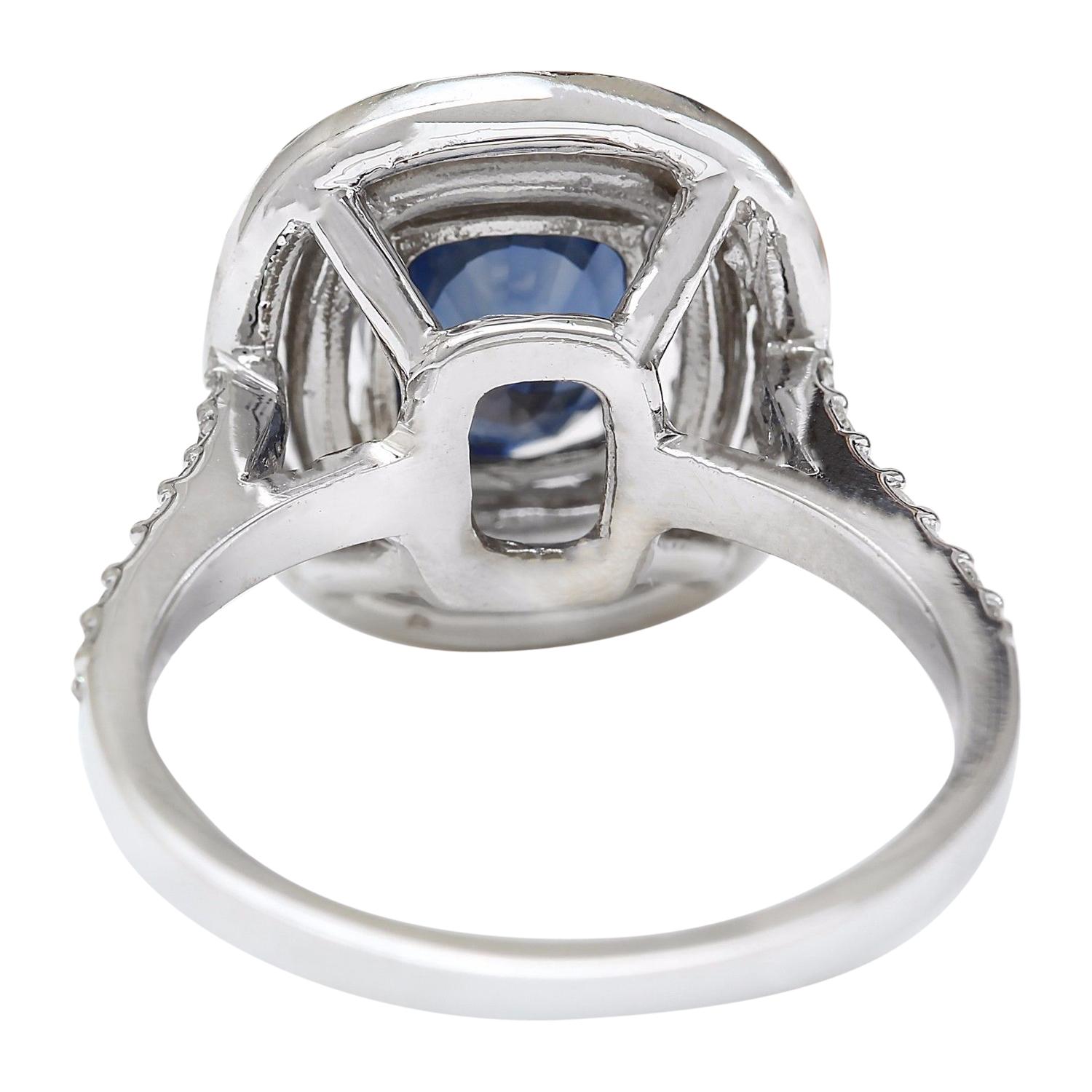 Natural Sapphire 14 Karat White Gold Diamond Ring In New Condition For Sale In Los Angeles, CA