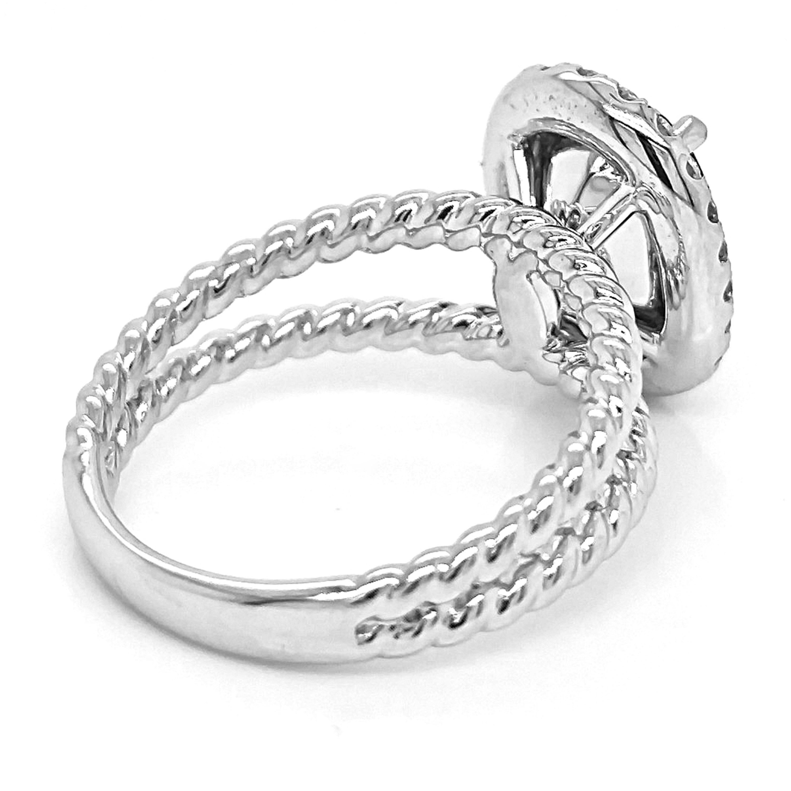 Mixed Cut 3.48 Carat Sapphire and White Diamond White Gold Ring For Sale