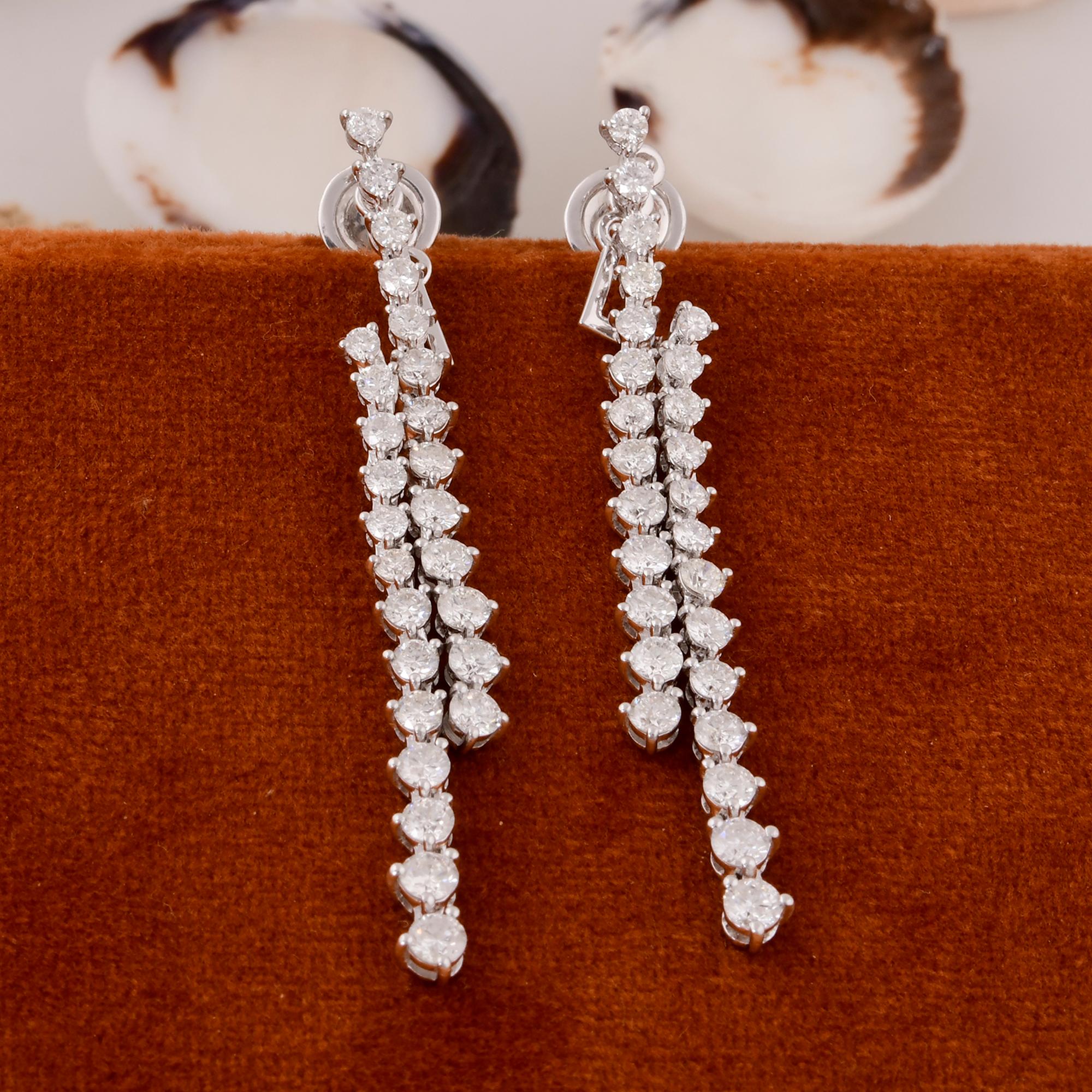 3,48 Karat SI Reinheit HI Farbe Diamant Jacke Ohrringe 14kt Weißgold Schmuckstücke (Rundschliff) im Angebot