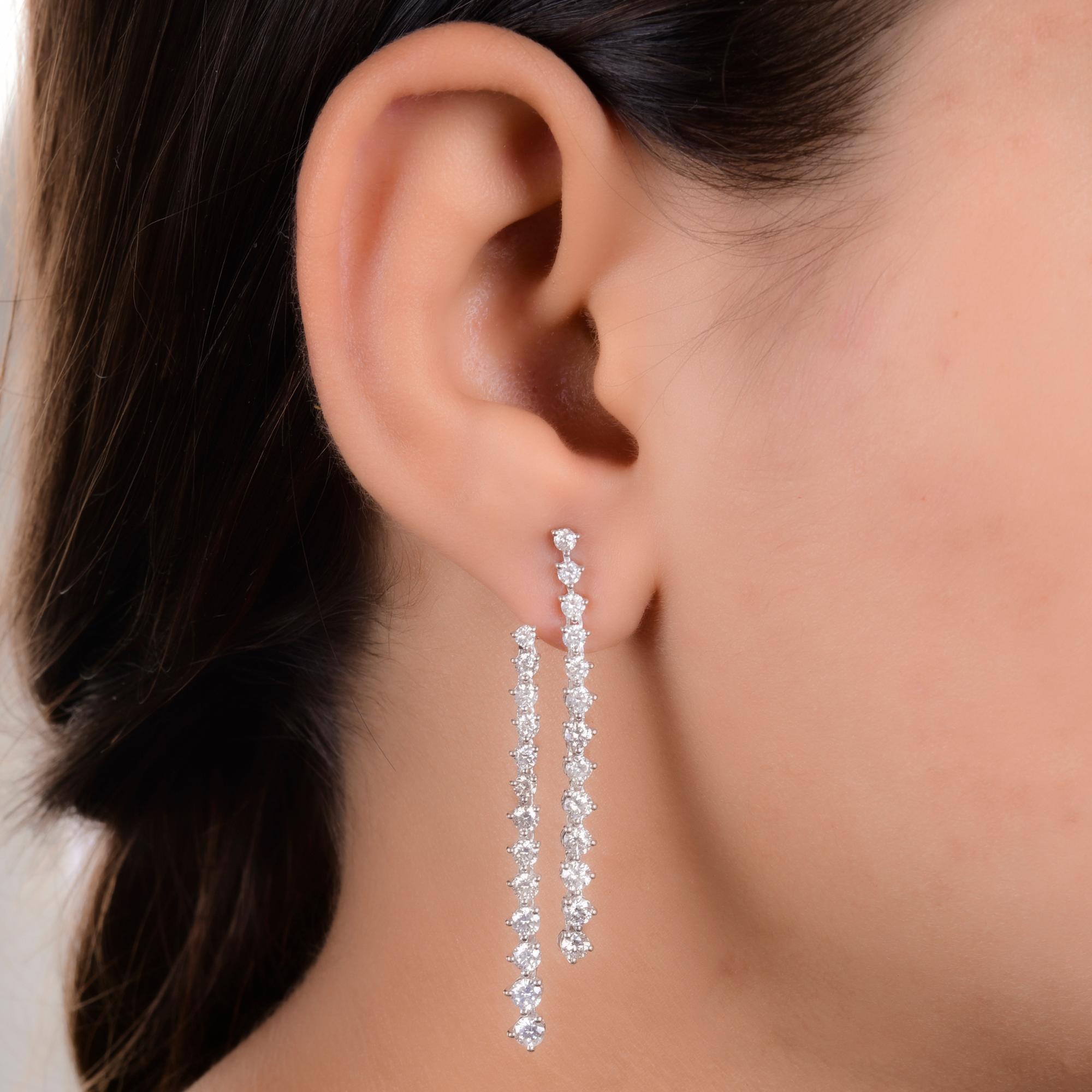 3,48 Karat SI Reinheit HI Farbe Diamant Jacke Ohrringe 14kt Weißgold Schmuckstücke im Zustand „Neu“ im Angebot in Diera, Dubai