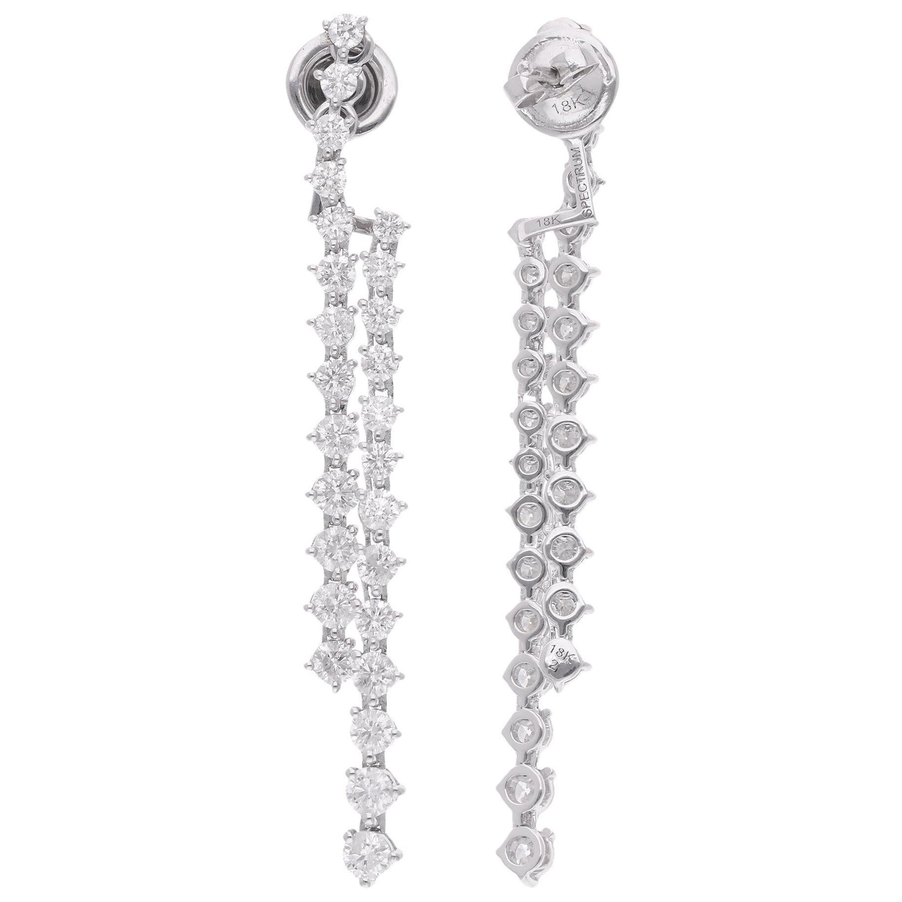 Boucles d'oreilles veste en or blanc 14 carats avec diamants de 3,48 carats de pureté SI de couleur hi-colore