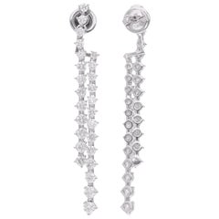 Boucles d'oreilles veste en or blanc 14 carats avec diamants de 3,48 carats de pureté SI de couleur hi-colore