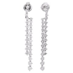 3.48 Quilates SI Claridad HI Color Diamante Pendientes Chaqueta Oro Blanco 14kt Joyas