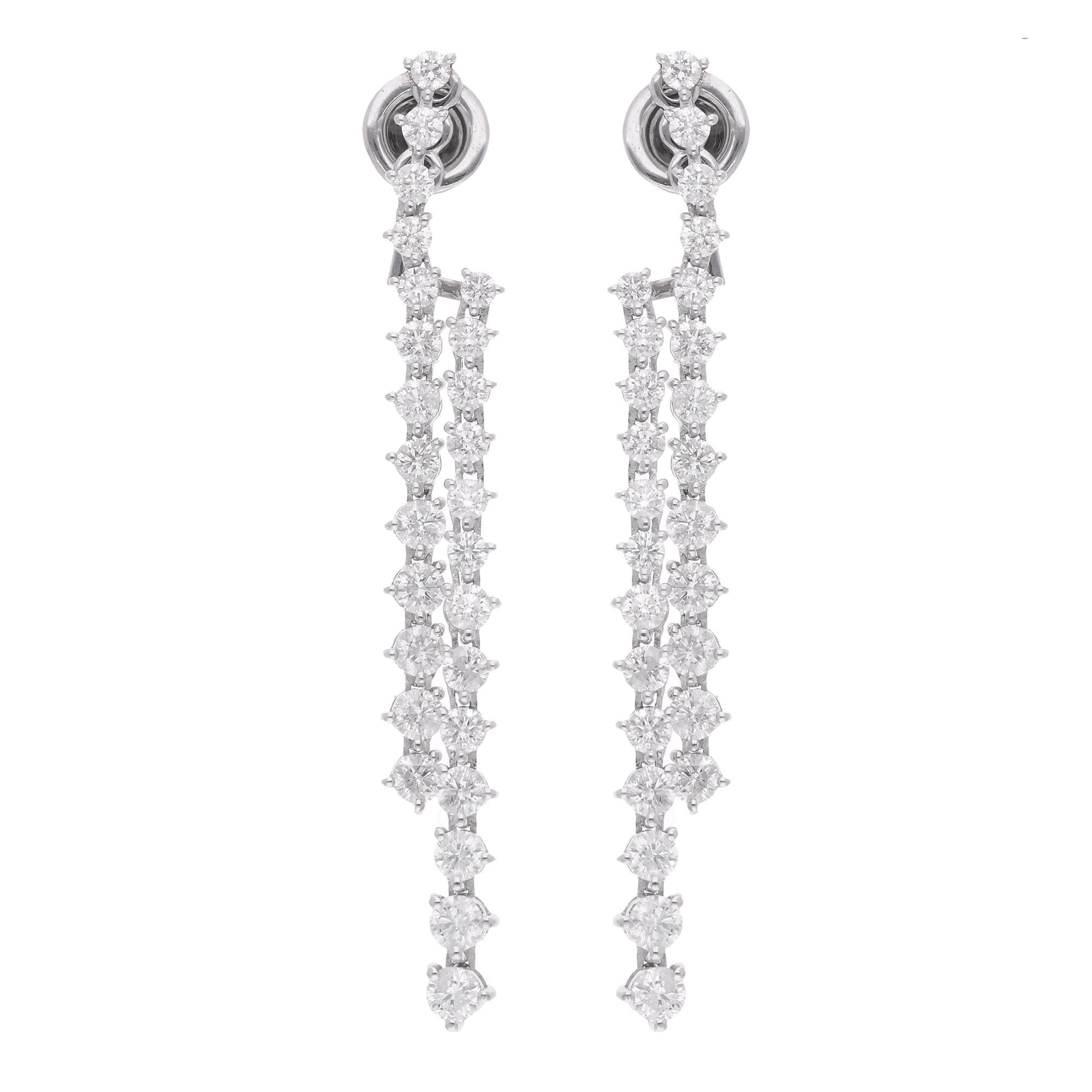 Modern 3.48 Carat SI Clarity HI Color Diamond Jacket Earrings 18kt White Gold Jewelry For Sale