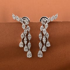 3.48 Carat SI Clarity HI Color Multi Shape Diamond Earrings 18 Karat White Gold