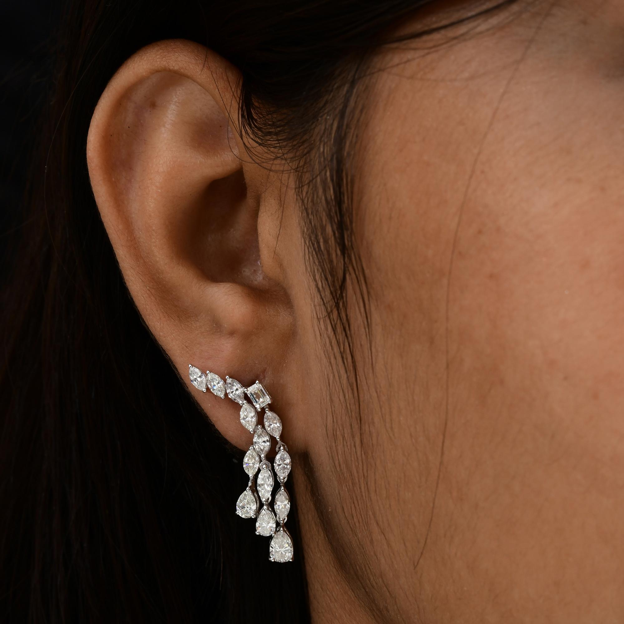 Marquise Cut 3.48 Carat SI Clarity HI Color Multi Shape Diamond Earrings 18 Karat White Gold For Sale
