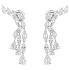 3.48 Carat SI Clarity HI Color Multi Shape Diamond Earrings 18 Karat White Gold