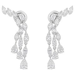 3,48 quilates SI Claridad HI Color Pendientes de diamantes multiforma Oro blanco de 18 quilates