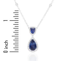 3.48 Carat Total Weight Sapphire and 0.71 Carat Diamond Necklace in 18W ref1233