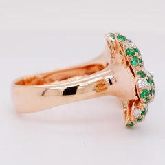 3.48 Carats Certified Intense Green Emerald & Diamond Stunner Cocktail Ring 18K