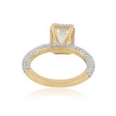 3.48 ct Lab Emerald Cut East-West Diamond Halo Ring 14K Two-Tone Wedding Ring