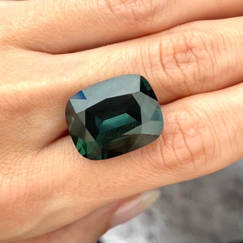 Modern 34, 83 Carat Natural Srilankan Green Sapphire Cushion Shape GRS Certificate