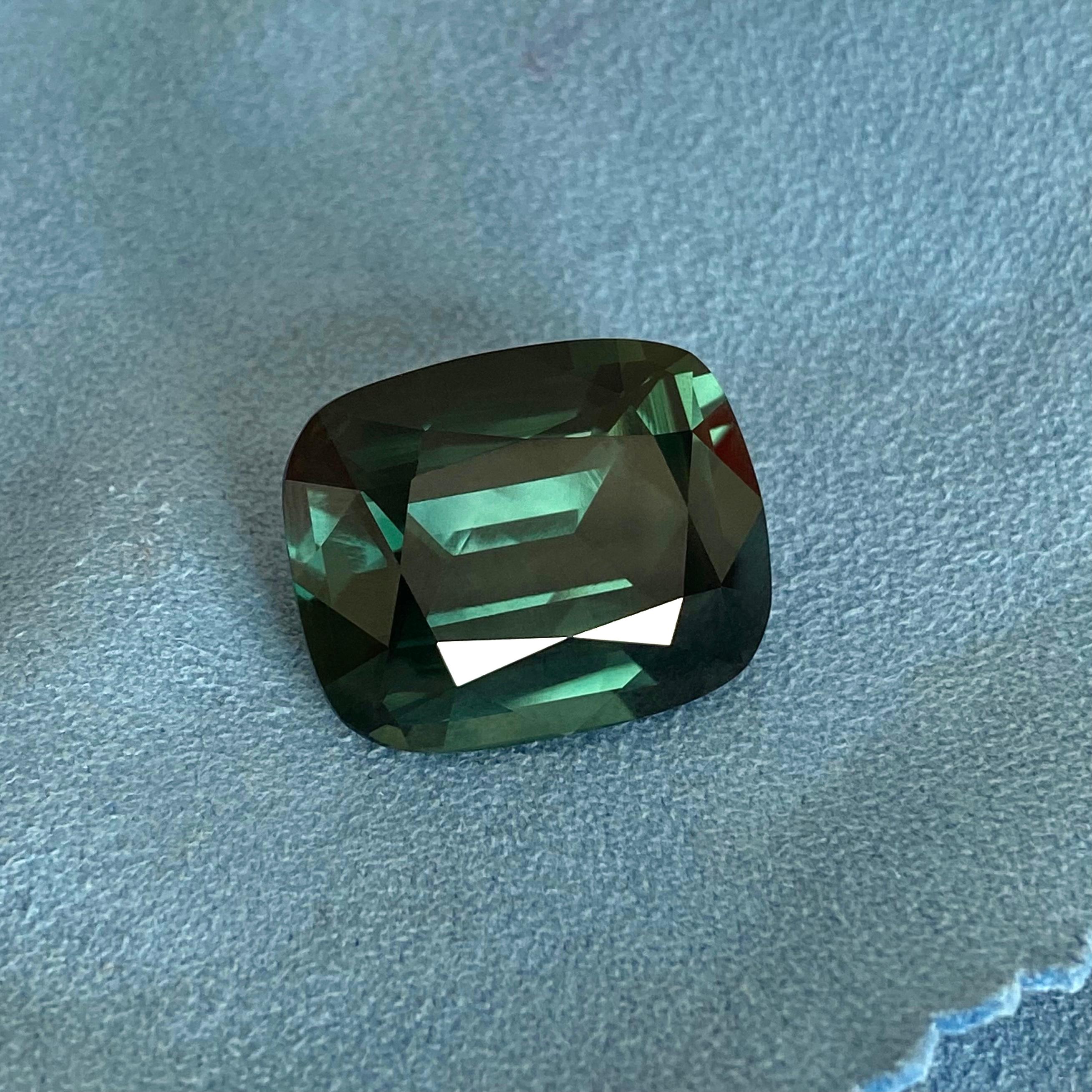 Cushion Cut 34, 83 Carat Natural Srilankan Green Sapphire Cushion Shape GRS Certificate