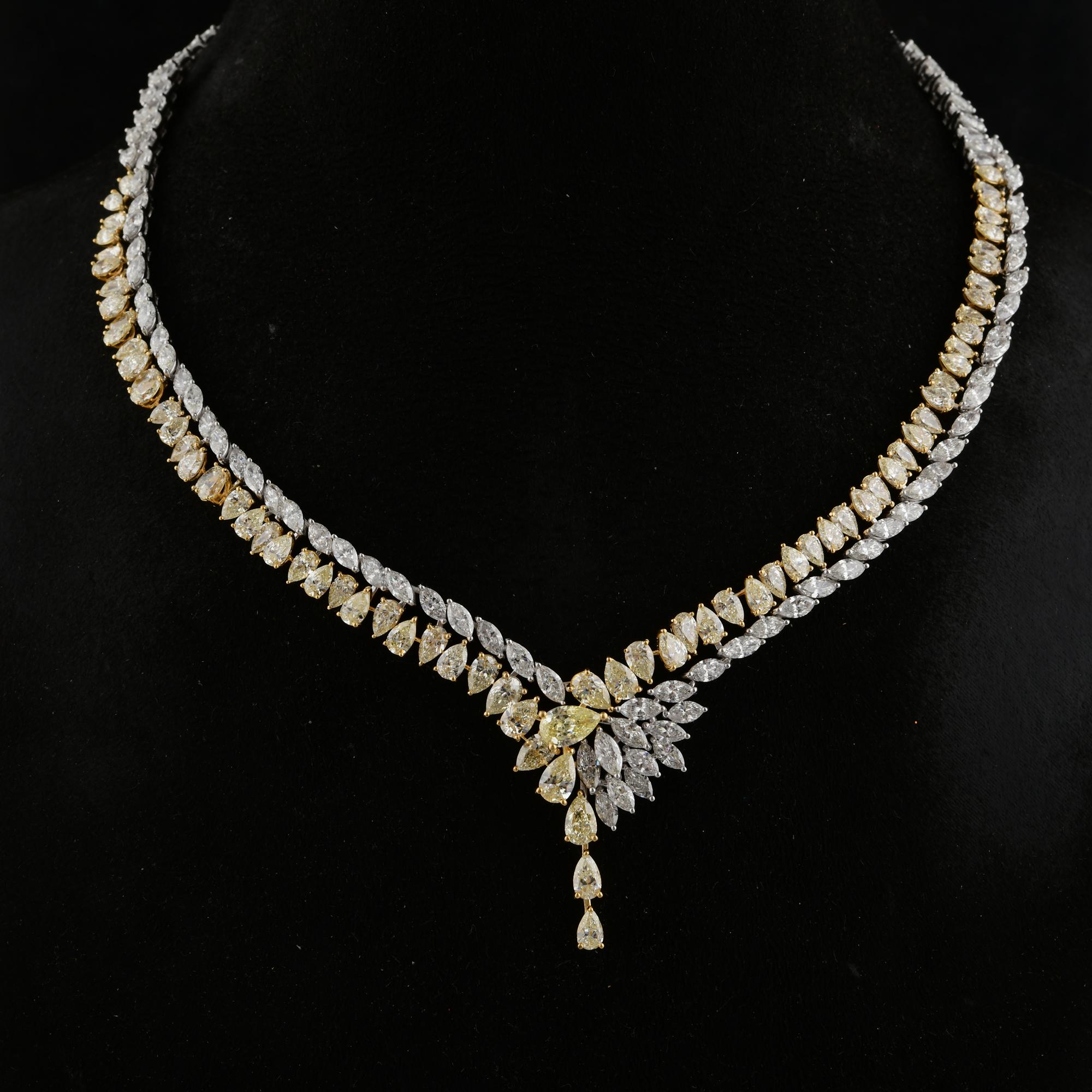 34,87 Quilates SI Claridad HI Color Collar de Diamantes 18 Kilates Oro Amarillo Blanco en Nuevo estado para la venta en Diera, Dubai