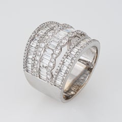 3.48ct Diamond Cigar Band Sz 8.25 Ring Mixed Cuts 18k White Gold Fine Jewelry