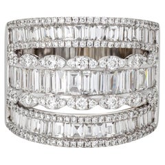 3.48ct Diamond Cigar Band Sz 8.25 Ring Mixed Cuts 18k White Gold Fine Jewelry