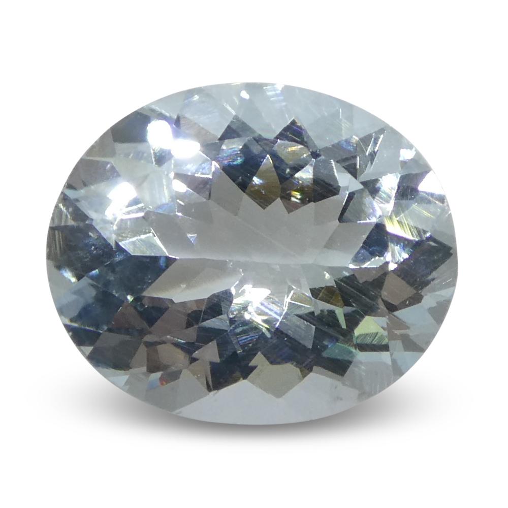 3.48 Karat ovaler blauer Aquamarin aus Brasilien, unerhitzt im Angebot 1