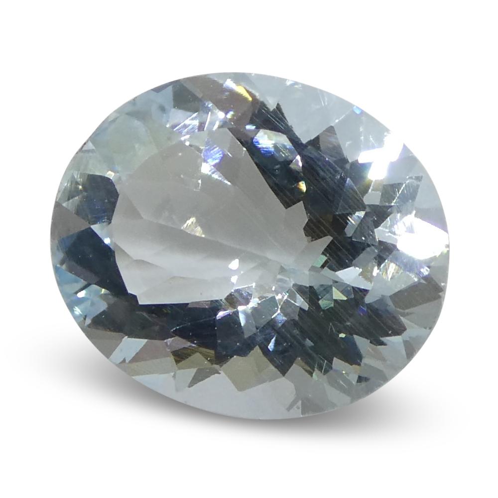 3.48 Karat ovaler blauer Aquamarin aus Brasilien, unerhitzt im Angebot 3